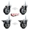 Service Caster 4 Inch Black Polyurethane 38 Inch Threaded Stem Caster Set 2 Brakes SCC SCC-TS20S414-PPUB-BLK-381615-2-PLB-2 - alternate 3
